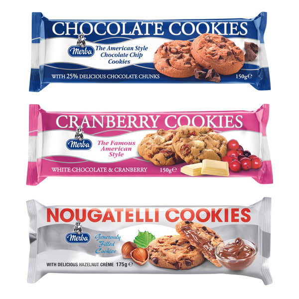Choclate Cookies 25% & White Choco Cranberry Cookies & Nougatelli Cookies|Combo Of 3