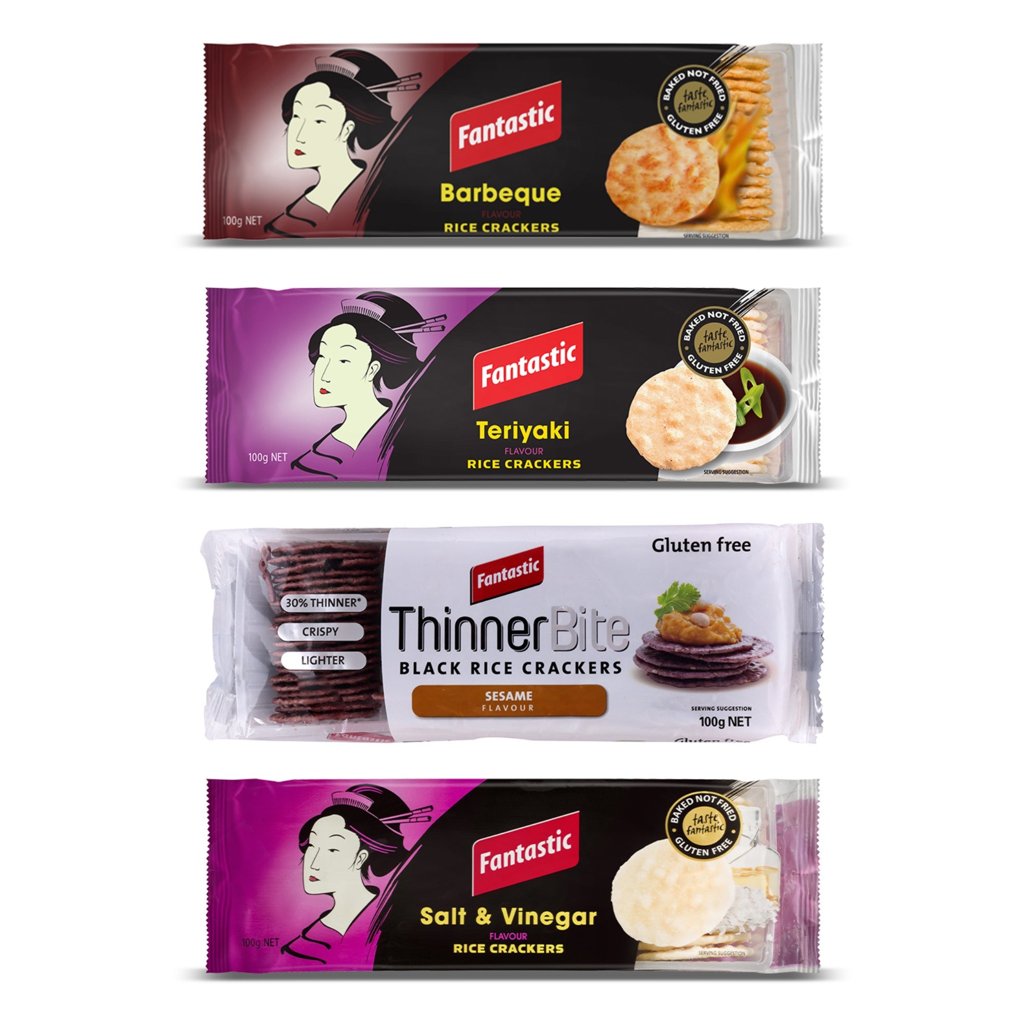 Buy Bbq, Teriyaki, Black Rice Sesame And Salt And Vinegar Rice Crackers