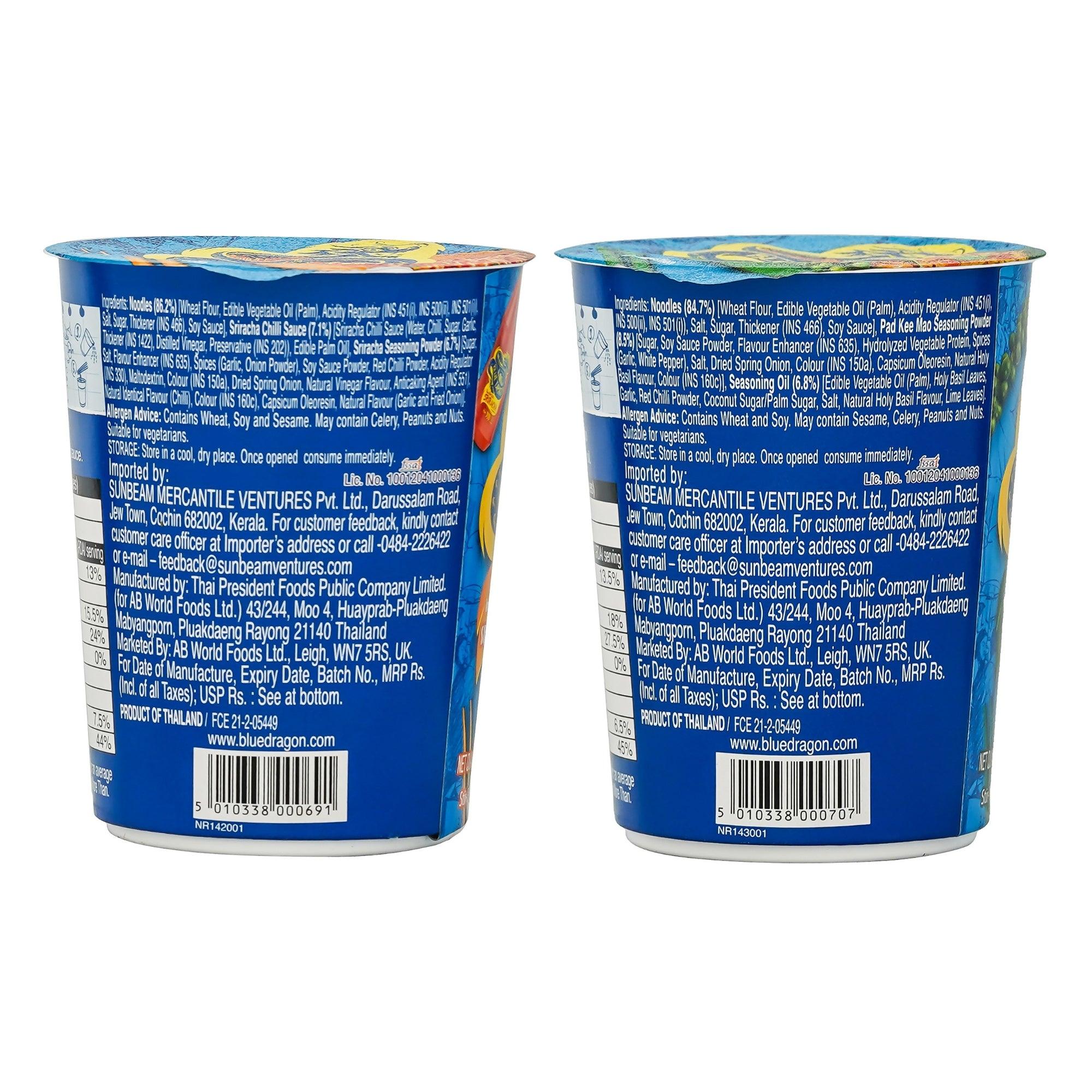 Sriracha Chilli & Spicy Holy Basil Instant Cup Noodle Combo – Pack of 4