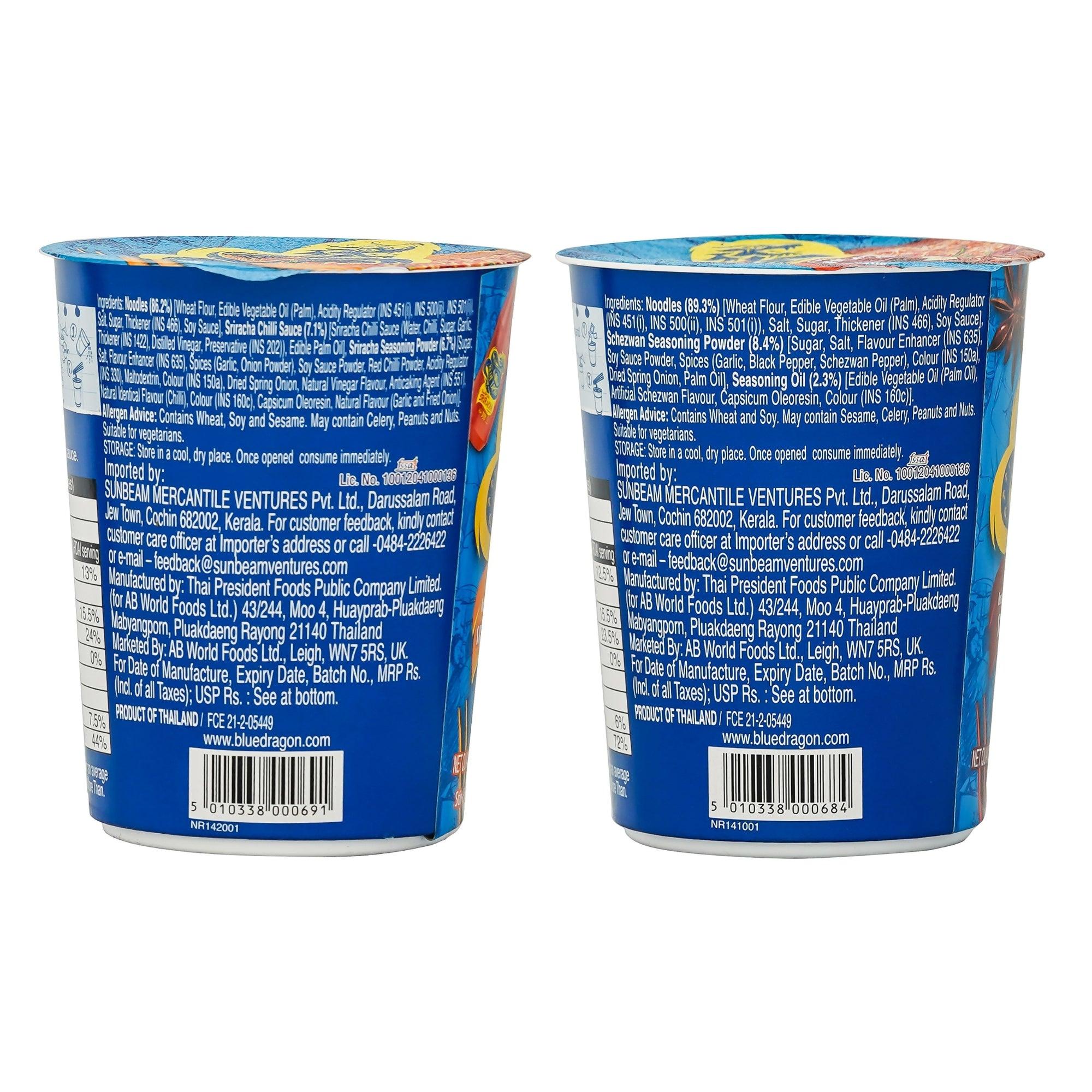 Sriracha Chilli & Spicy Schezwan Instant Cup Noodle Combo – Pack of 4