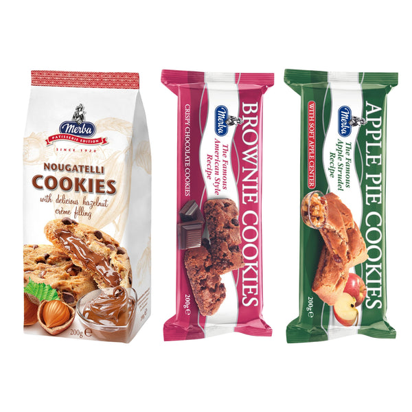 Apple Pie Cookies & Brownie Cookies & Dark Choclate Hazeln Cookies|Combo Of 3