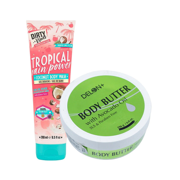 Tropical Rain Power Coconut Body Wash & Avocado Oil Body Butter | Combo Of 2