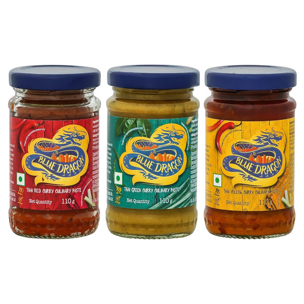 Thai Curry Paste Combo: Yellow, Red & Green (110g Each)