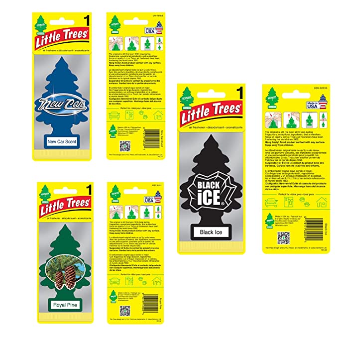 Little Trees New Car Scent, Royal Pine, Black Ice Car Air Freshener Combo