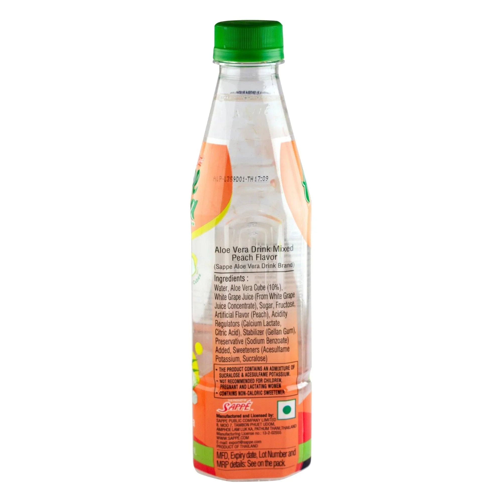 Aloe Vera Drink 365ml | Peach Flavour with 10% Aloe Vera Cubes | Ready to Drink