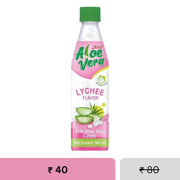 Aloe Vera Drink 365ml | Lychee Flavour with 10% Aloe Vera Cubes | Ready to Drink