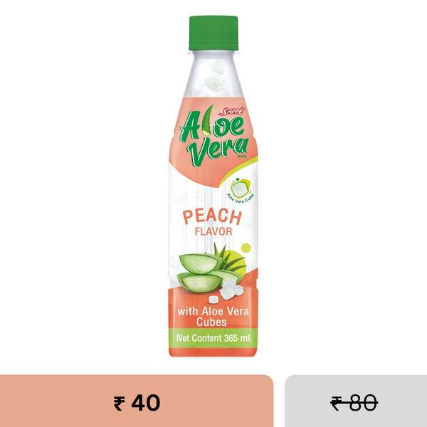 Aloe Vera Drink 365ml | Peach Flavour with 10% Aloe Vera Cubes | Ready to Drink