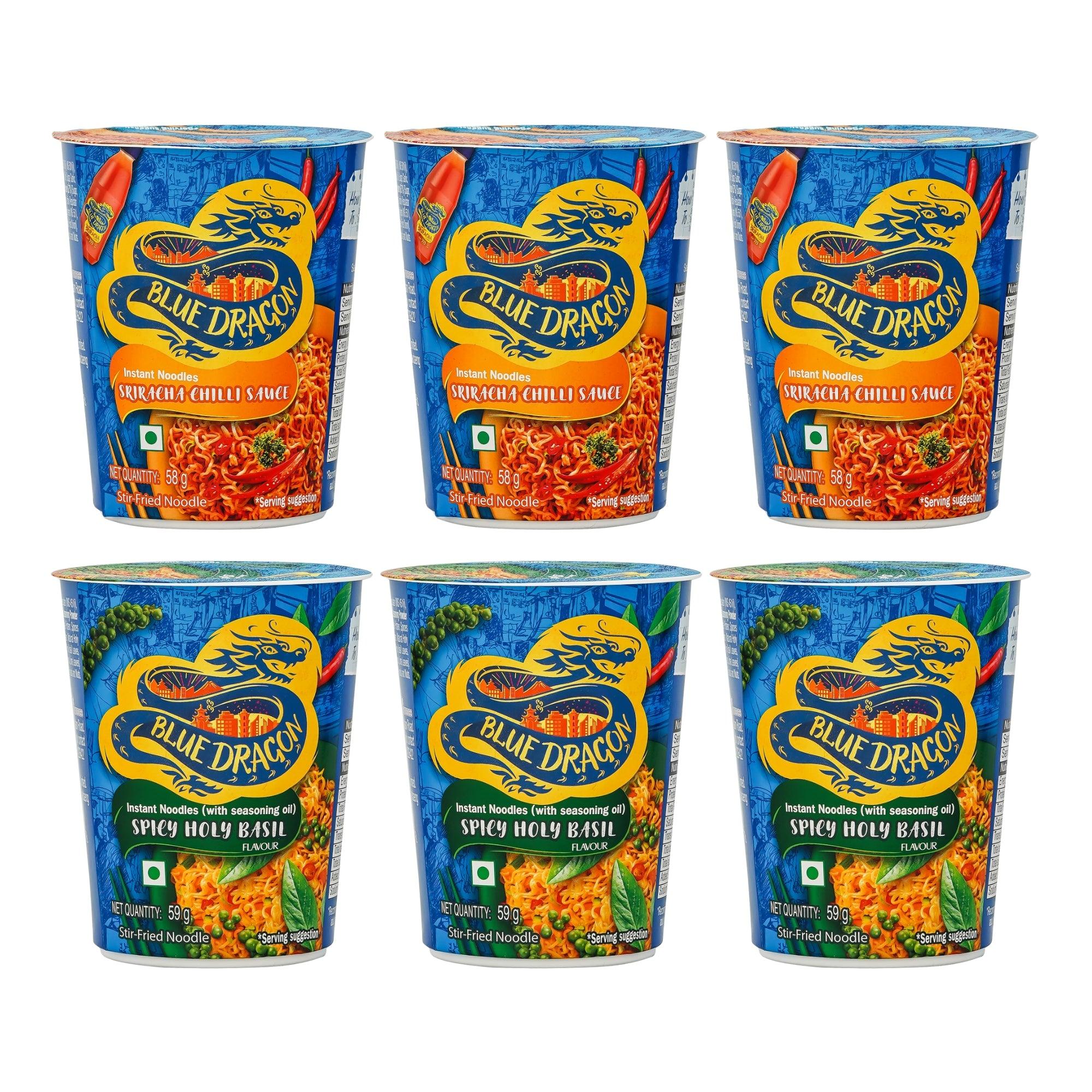Sriracha Chilli & Spicy Holy Basil Instant Cup Noodle Combo – Pack of 6