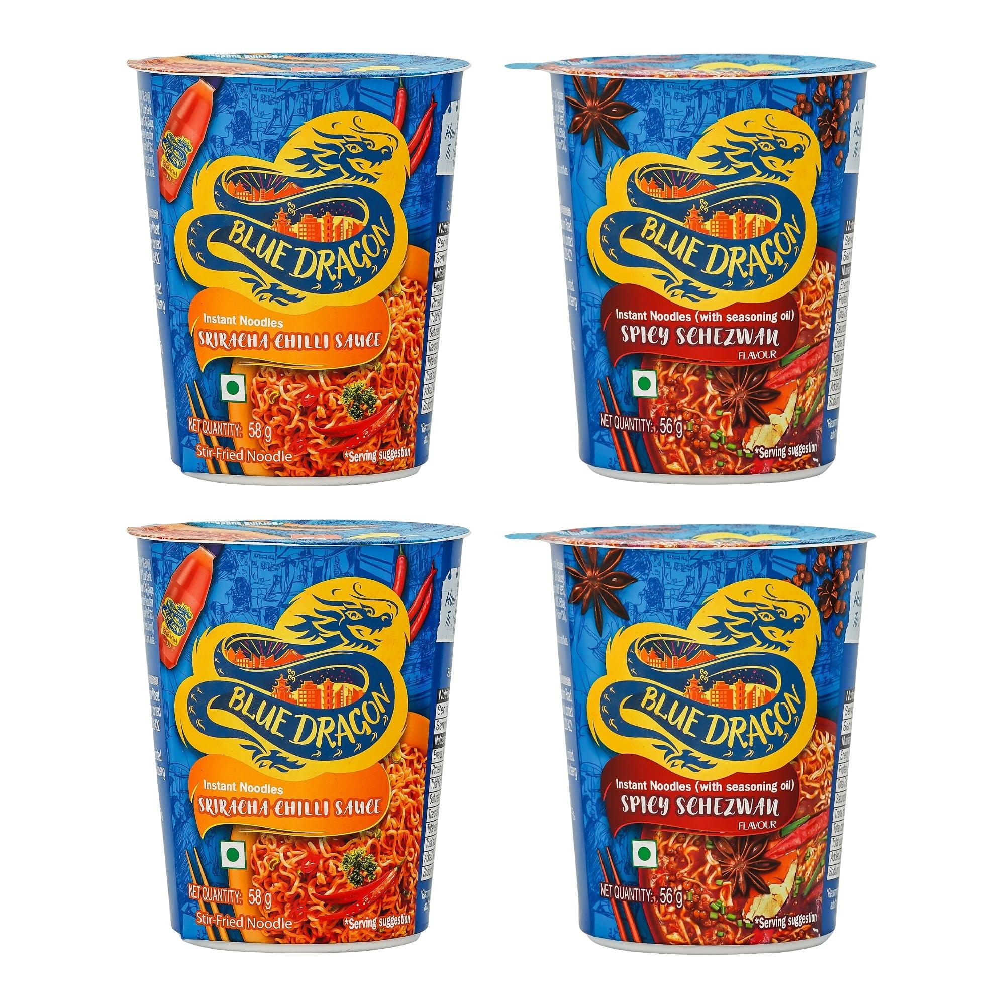 Sriracha Chilli & Spicy Schezwan Instant Cup Noodle Combo – Pack of 4