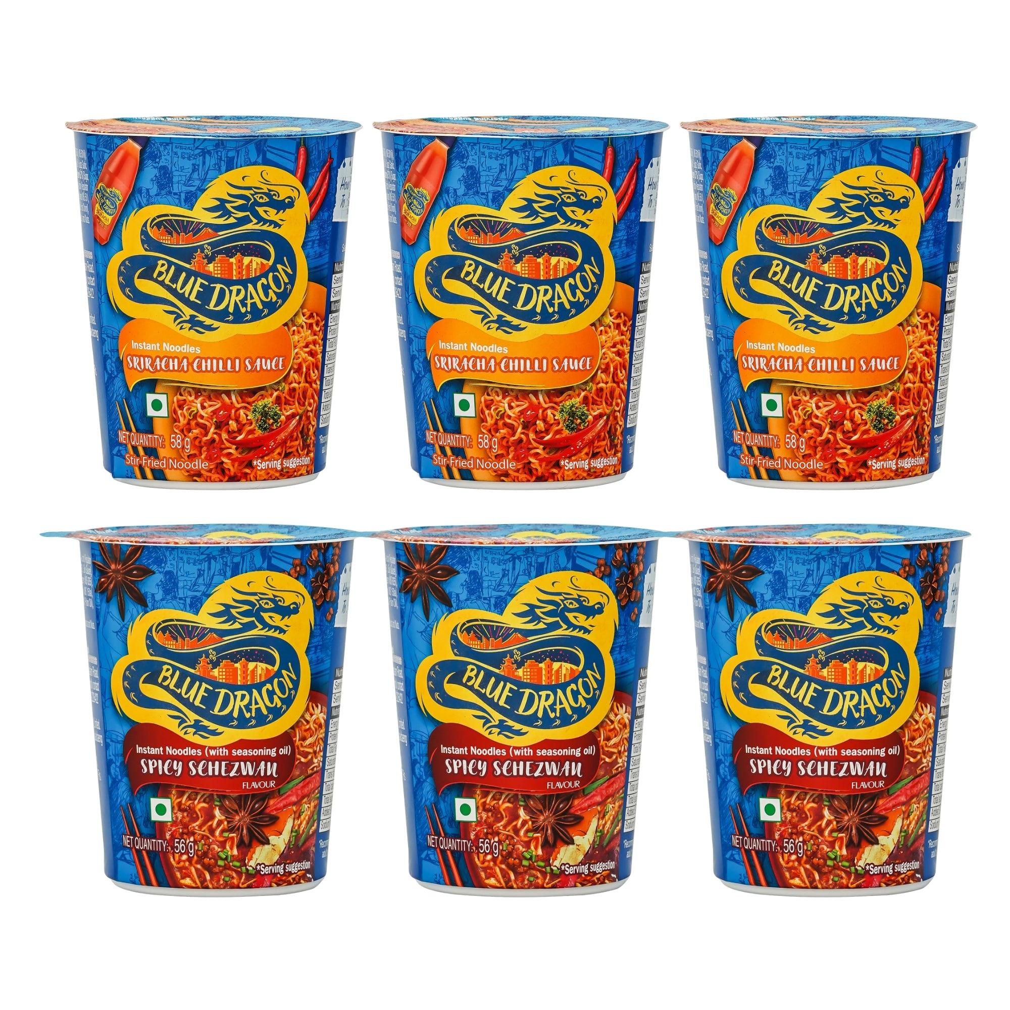 Sriracha Chilli & Spicy Schezwan Instant Cup Noodle Combo – Pack of 6
