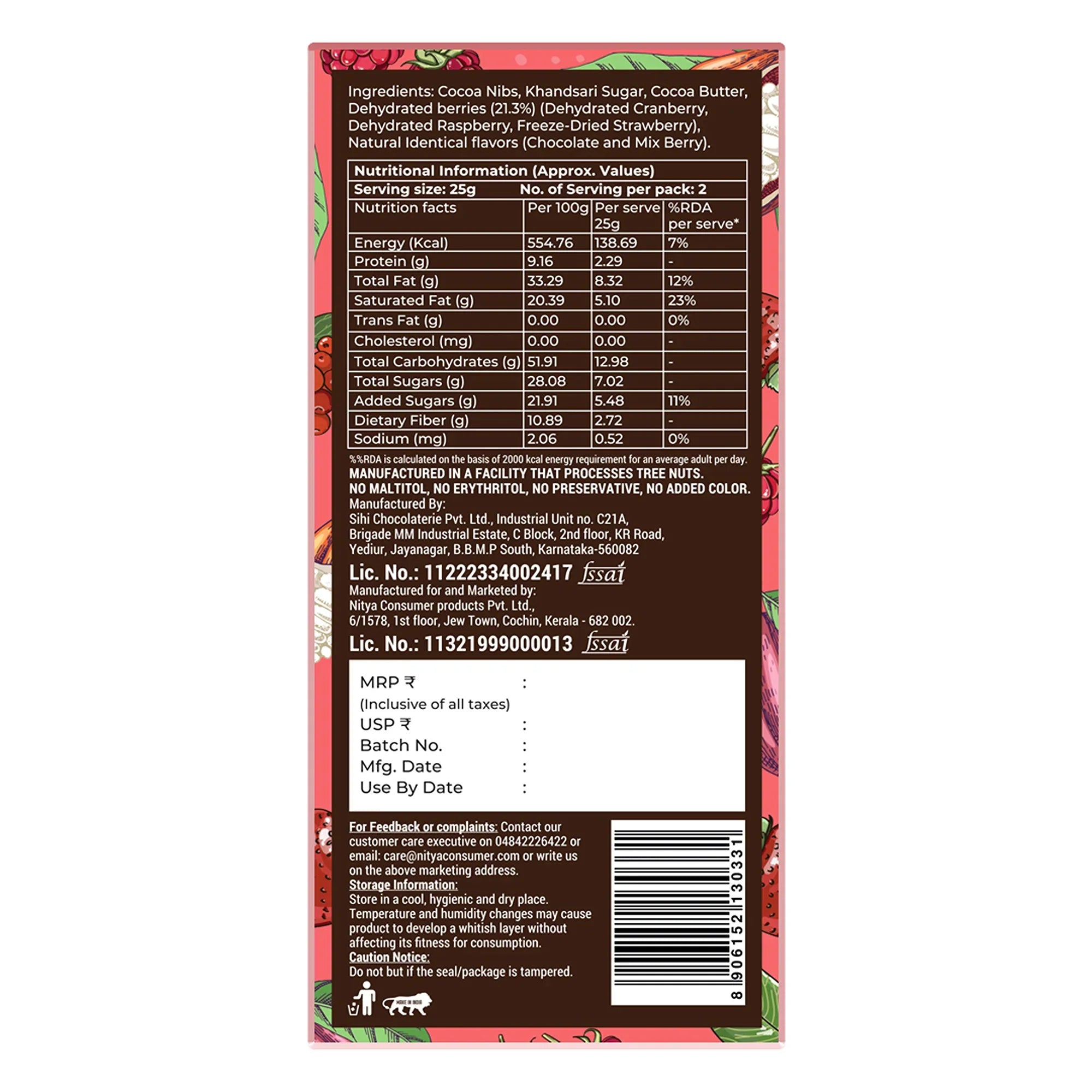 Berry Bomb Dark Chocolate 50g