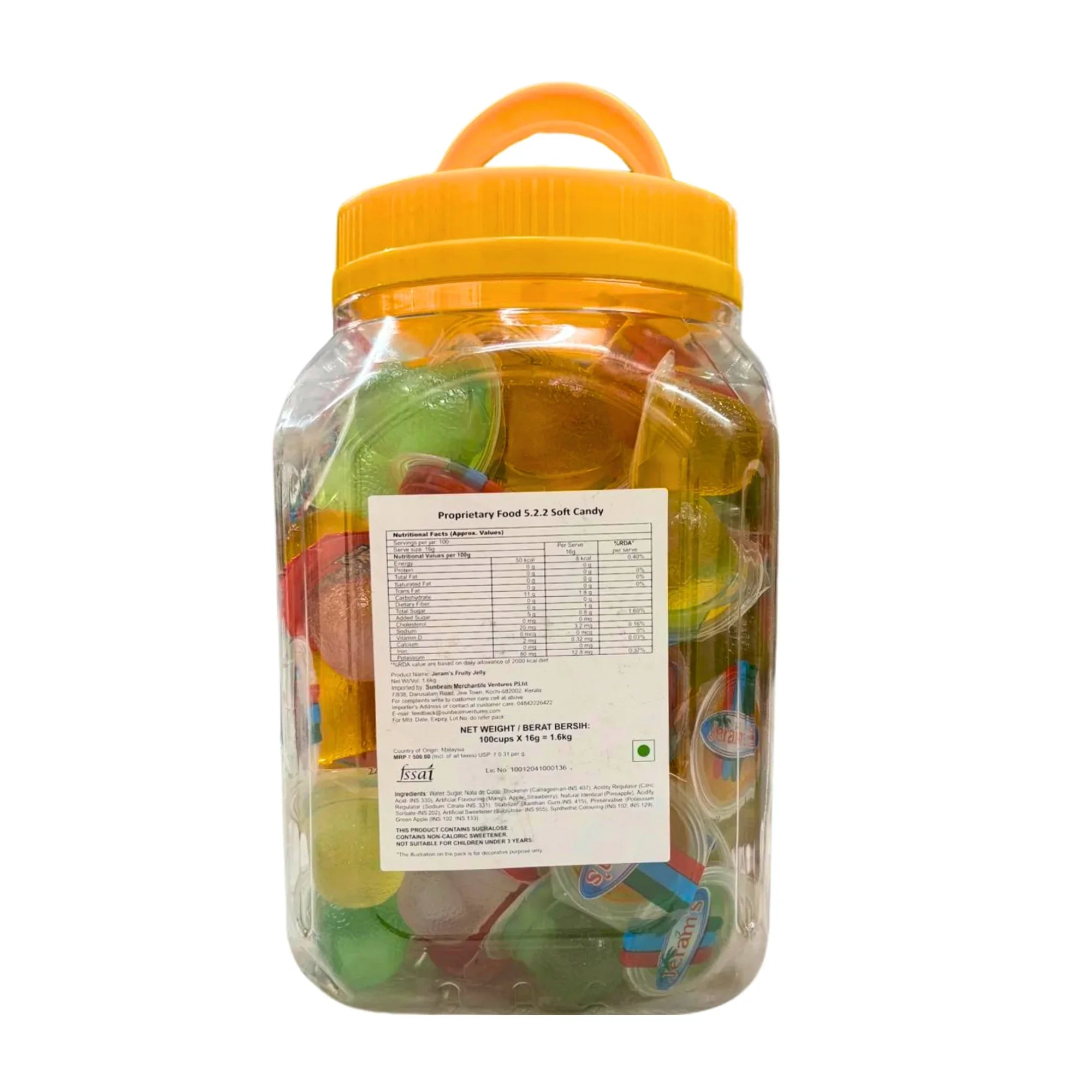 Jeram's Mini Mixed Fruit Jelly 100pcs (1600g) Family Jar
