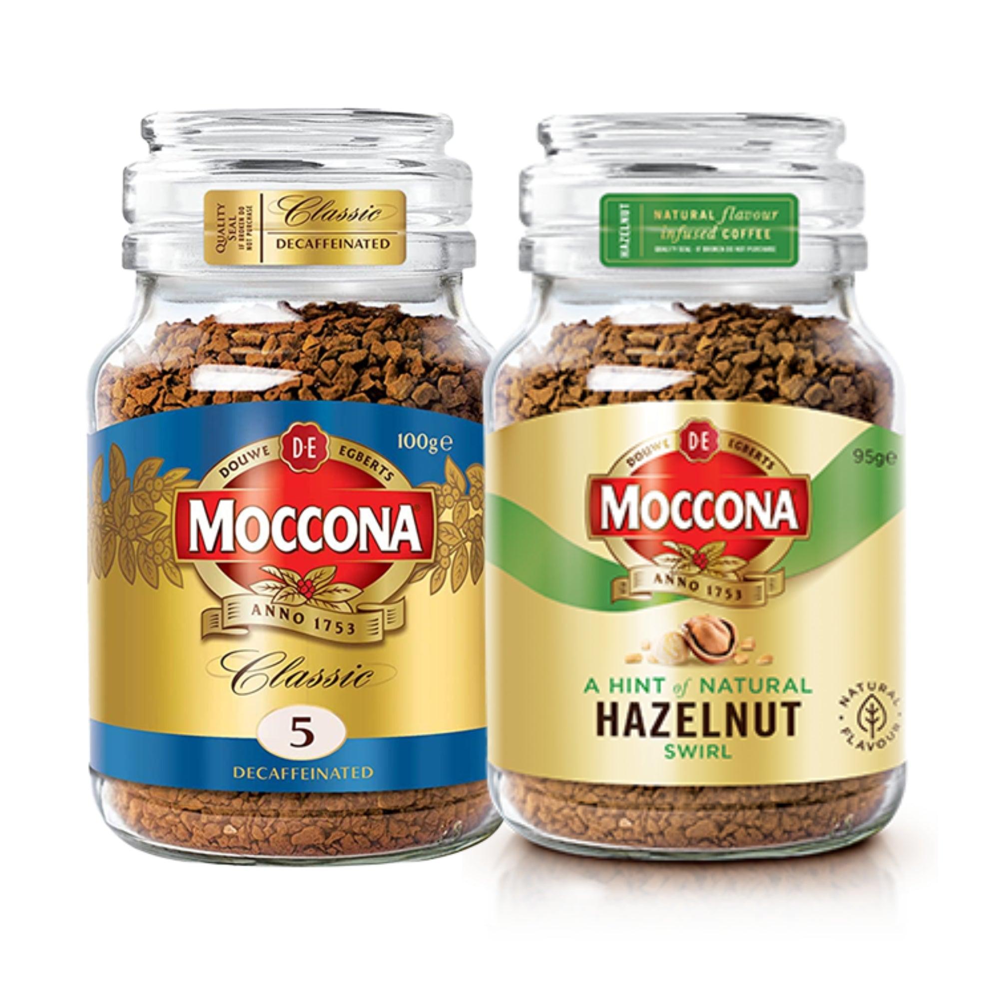 Moccona Classic Decaffeinated + Hazelnut Instant Coffee - 195g (Pack of 2)