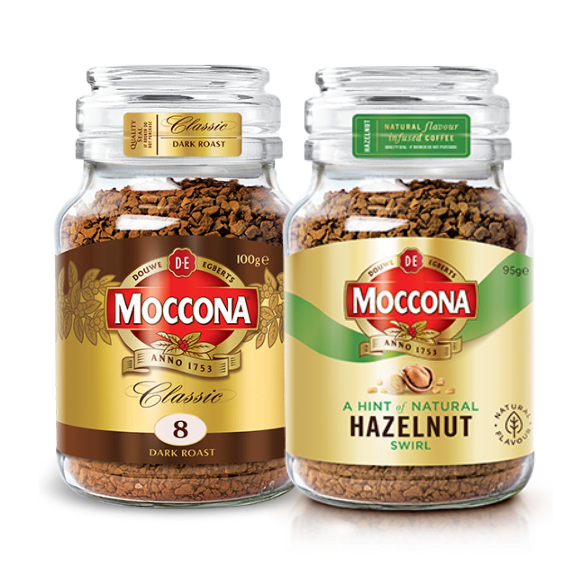 Moccona Classic Dark Roast + Hazelnut Instant Coffee - 195g (Pack of 2)