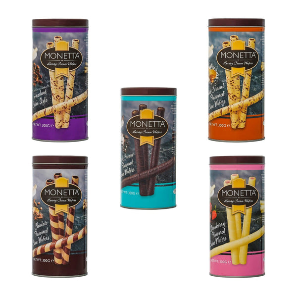 Chocolate, Cookies & cream, Strawberry, Salted Caramel, Hazelnut Wafer Sticks Combo