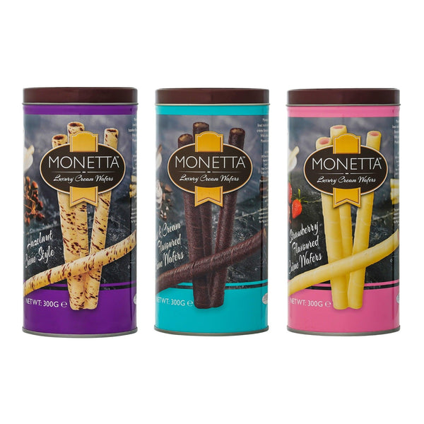 Hazelnut, Cookies & cream, Strawberry Wafer Sticks Combo