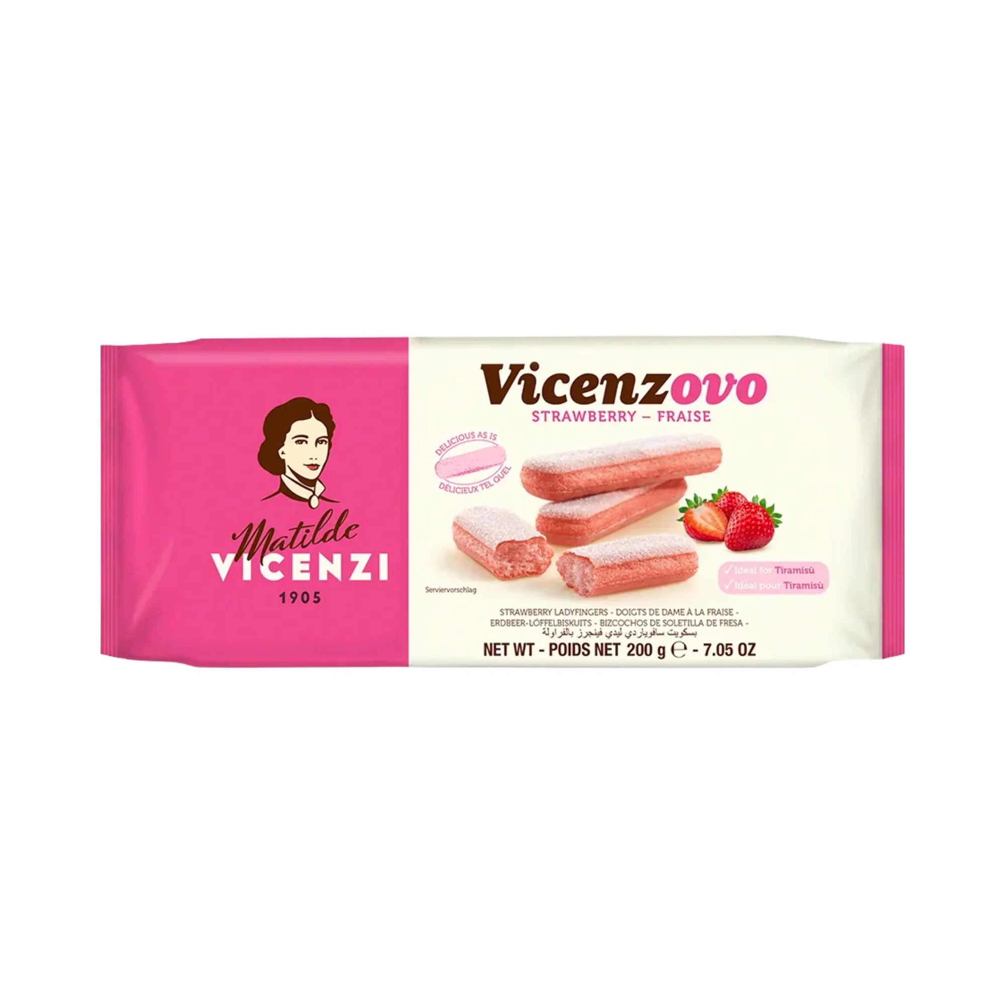 Vicenzovo Strawberry Ladyfinger Biscuits - 200g  | Perfect for Tiramisu & Desserts
