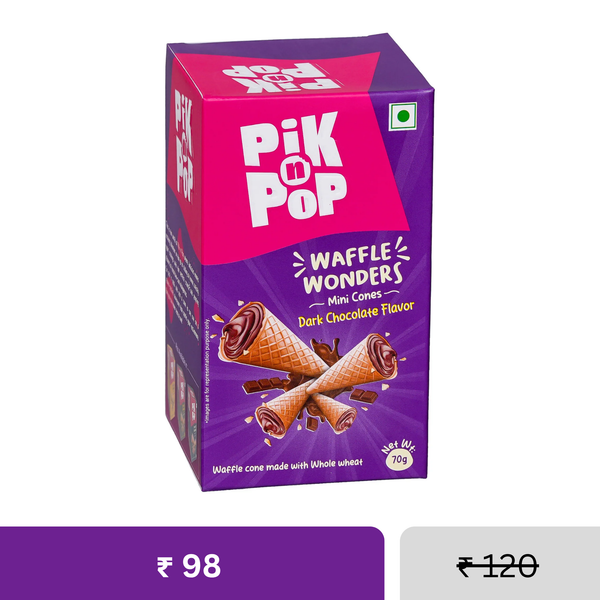 Pik n Pop Dark Chocolate Mini Waffle Cones 70g