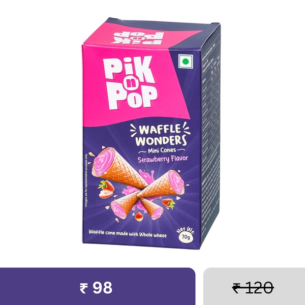Pik n Pop Strawberry Mini Waffle Cones 70g
