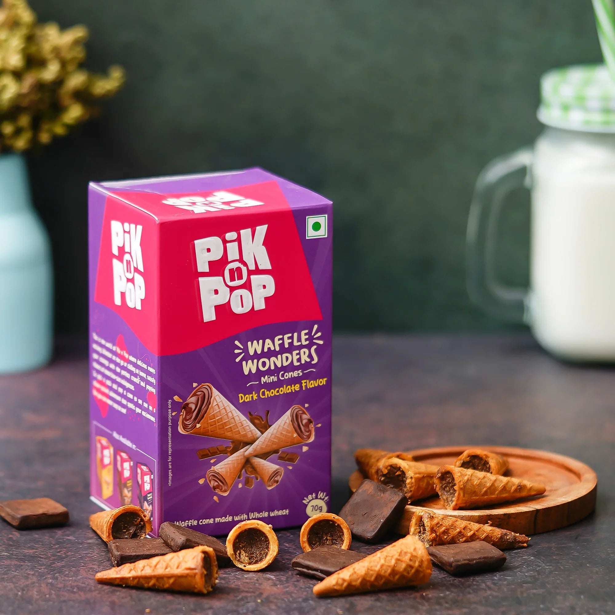 Pik n Pop Dark Chocolate Mini Waffle Cones