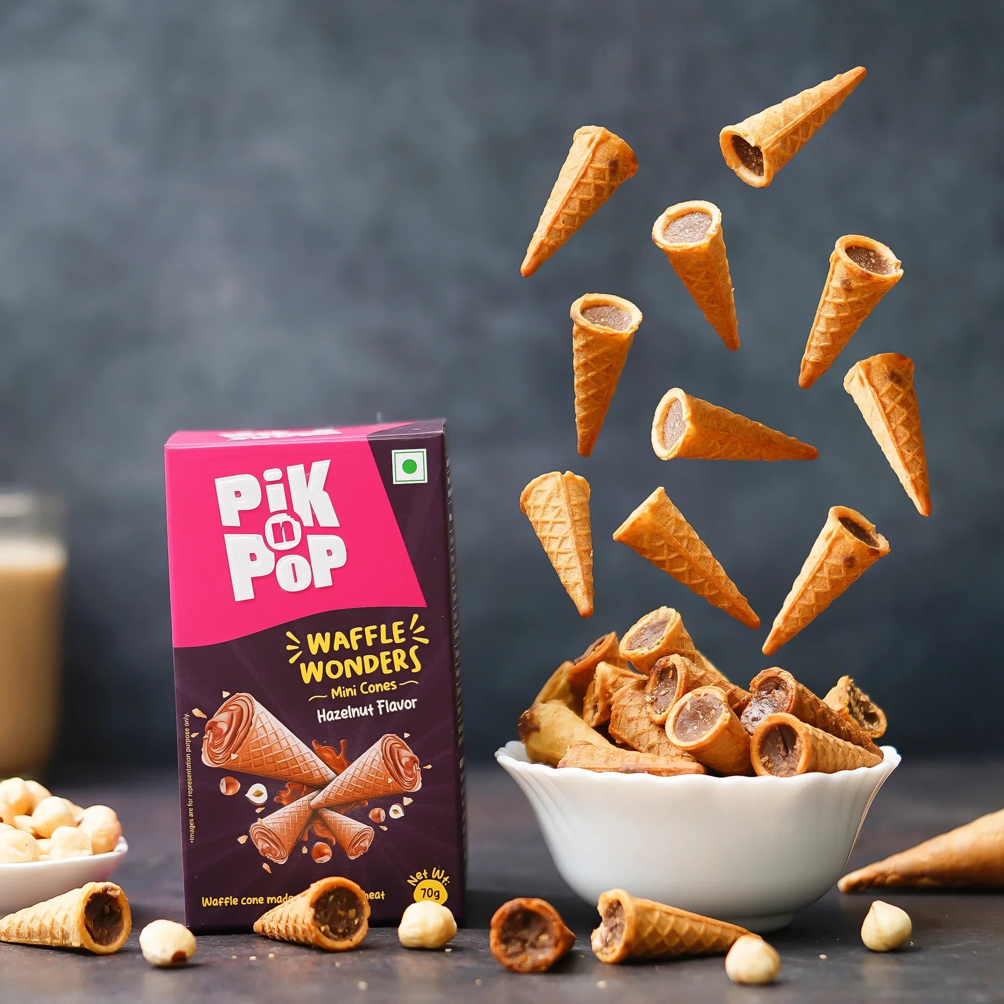 Pik n Pop Dark Hazelnut Mini Waffle Cones | 100g
