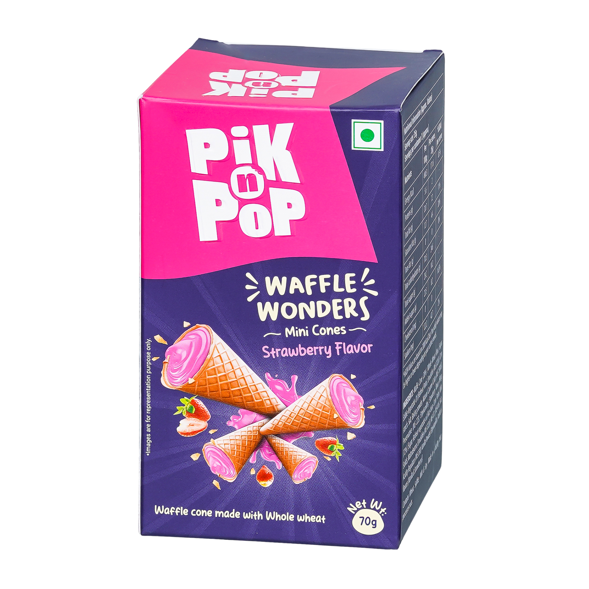 Pik n Pop Strawberry Mini Waffle Cones 70g