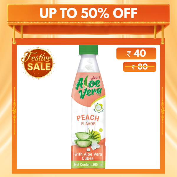 Aloe Vera Drink 365ml | Peach Flavour with 10% Aloe Vera Cubes | Ready to Drink