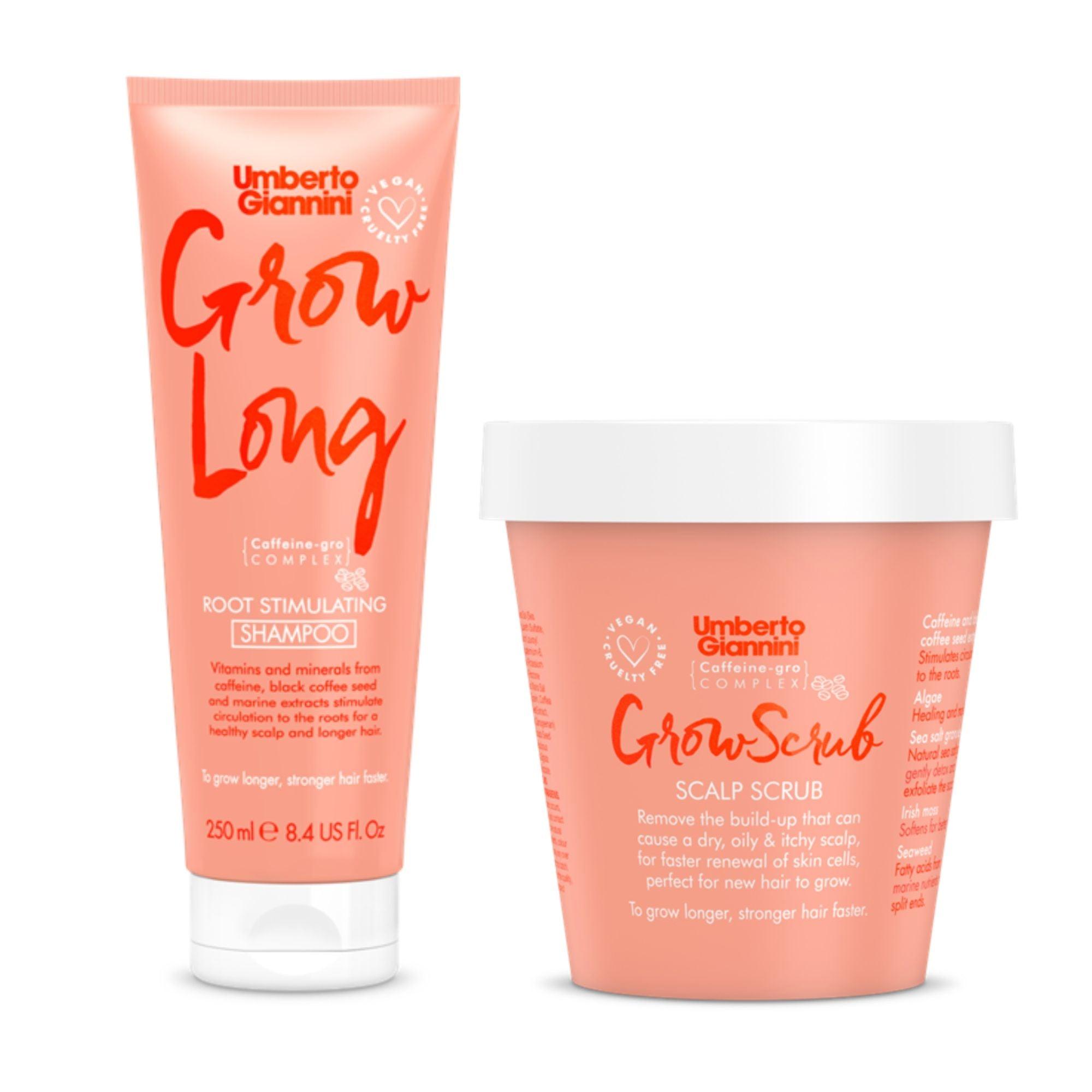 Umberto Giannini Grow Long Shampoo & Grow Scalp Scrub | Energizing Duo | Cleansing Shampoo & Exfoliating Scalp Scrub - Combo of 2