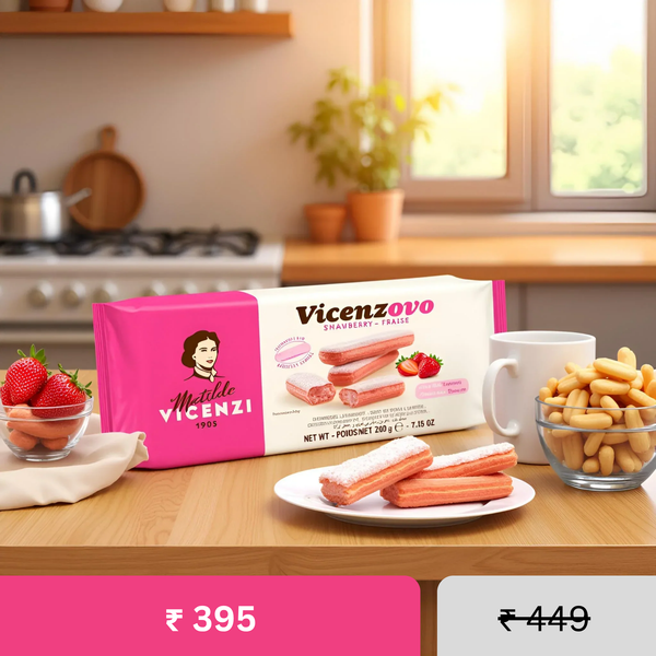 Vicenzovo Strawberry Ladyfinger Biscuits - 200g  | Perfect for Tiramisu & Desserts