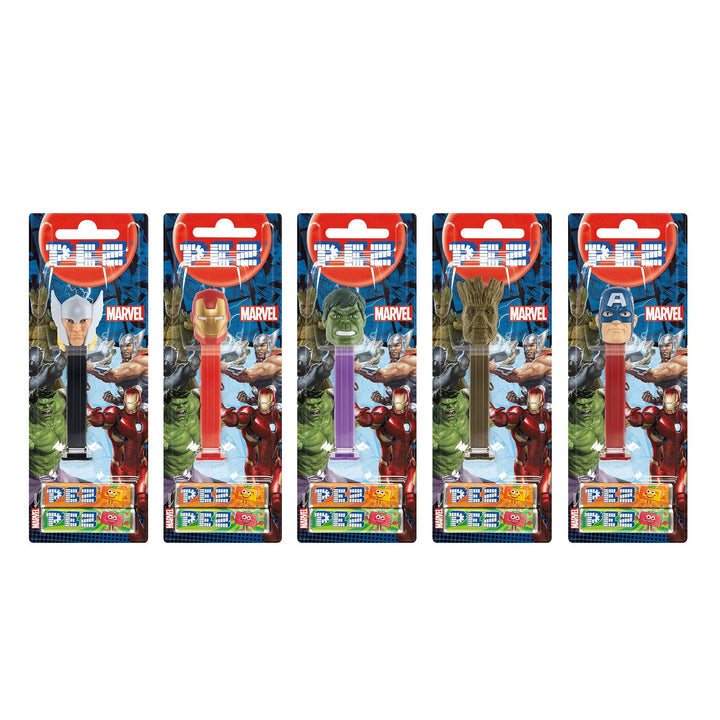 PEZ Marvel Candy Set - Thor, Iron Man, Hulk, Groot, Captain America