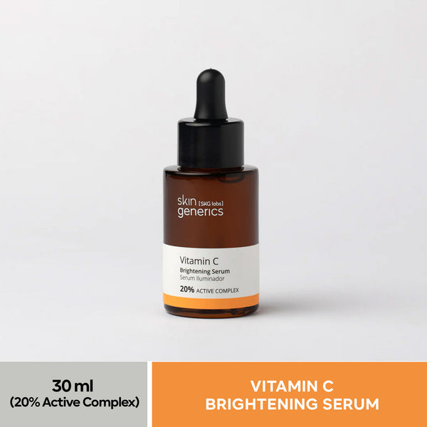 Skin Generics | Face Serum Vitamin C and Hyaluronic Acid | 30 ml Brightening Serum | 20% Moisturising and Antioxidant Effect Regenerates and Reduces Wrinkles | 100% Vegan
