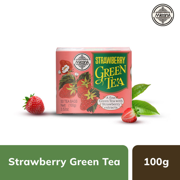 Mlesna Strawberry Green Tea 100 gms (50 Tea Bag) Fine Green Tea With Strawberry Extracts