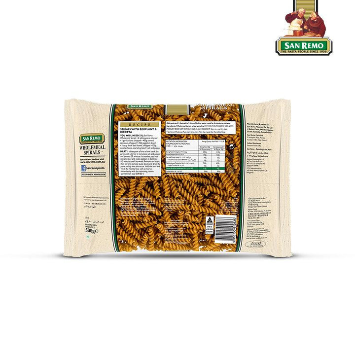 Buy Pasta & Noodles "Wholemeal Spiral Pasta" by San Remo, Pack of 4